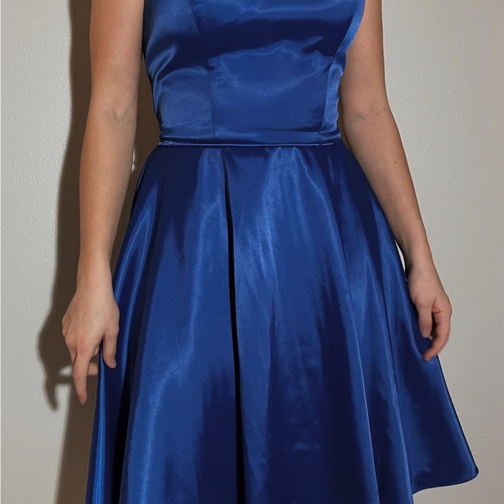 Narianna Blue Midi Dress Cowl Neck A-line Sleeveless